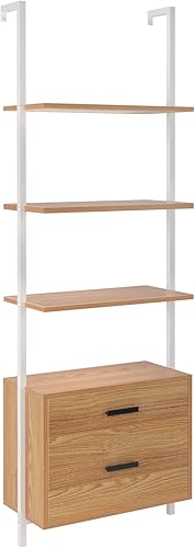 Miniatura 7 de sogesfurniture Estantería de pared con 2 cajones, estantería industrial de 4 niveles, estante de almacenamiento para el hogar, sala de estar,