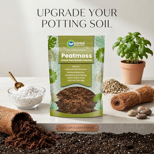 Image of Sushila Agrofert Peat Moss 1KG Acidic pH, Sterile, Excellent Water Retention, Good Drainage, Light & Airy, Seed Germination, Potting Mix, Hydroponics, Soil Amendment, Mulch, Root Growth & Garden Use