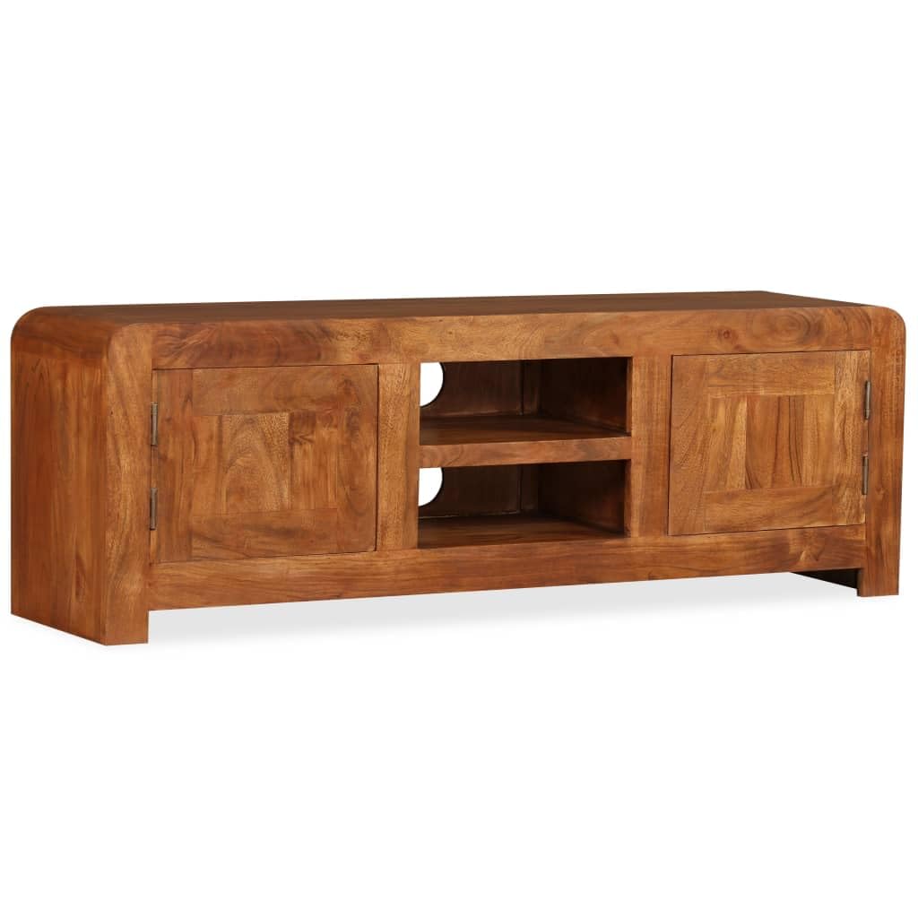 Szafka pod telewizor z litego drewna w kolorze miodowym, 120 x 30 x 40 cm, szafka pod telewizor z półką i miejscem do przechowywania, do salonu, sypialni, kino domowe, gamingowe