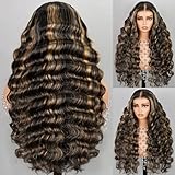 Arabella Balayage Lace Front Wig Human Hair 5x6 Ready to Go Glueless Wig 12A Hair 210% Density Loose Curly Hair Balayage HD Lace Frontal Wig Pre Plucked With Baby Hair (24inch, 5X6 Loose Curly Wig)