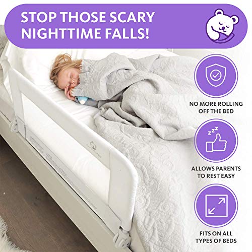 Toddler Bed Rail Guard For Kids Twin, Double, Full Size Queen & King Mattress - Bedrail For Toddlers - Universal Fit For Slats & Boxspring - Children & Baby Bed Rails By Comfybumpy (White Reg) #TOP2