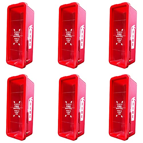 (6 Pack) Plastic Outside Heavy Duty Commercial 5 Lb Fire Extinguisher Cabinet Box Red