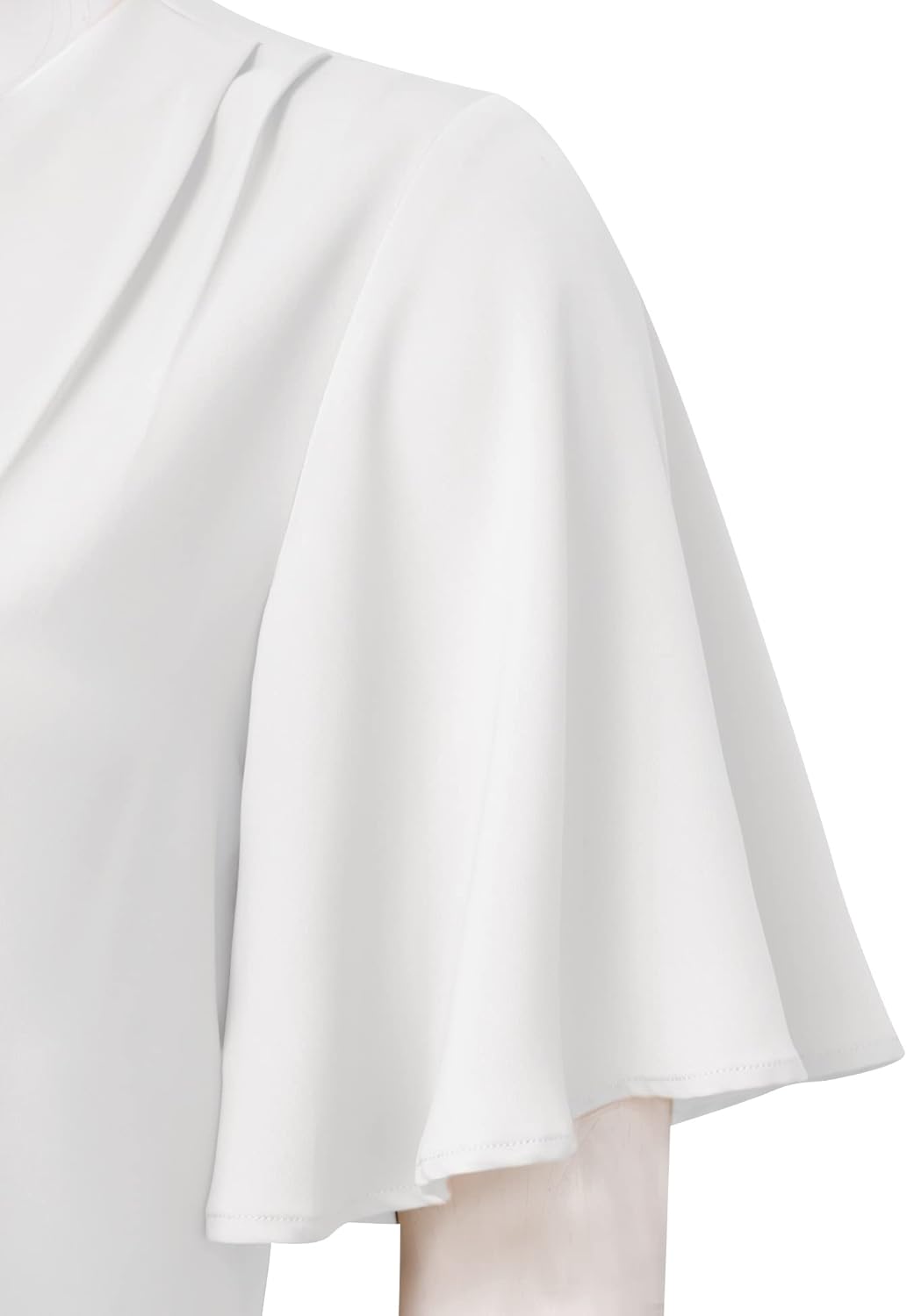 Timeson Women's V Neck Chiffon Blouse Ruffle Sleeve Ladies Work Shirts - Image 5