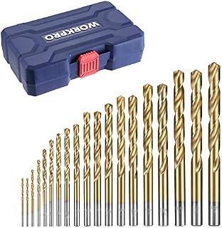 WORKPRO HSS Drill Bits Set, 19-Piece Titanium Coated Metal Drill Bits, Packed in Sturdy Storage Case, for Stainless Steel, Wood, Soft Metal