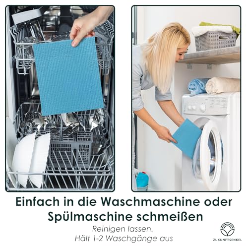 Salviette svedesi Dishcloths, salviette sostenibili, biodegradabili, senza plastica (blu) - immagine 5