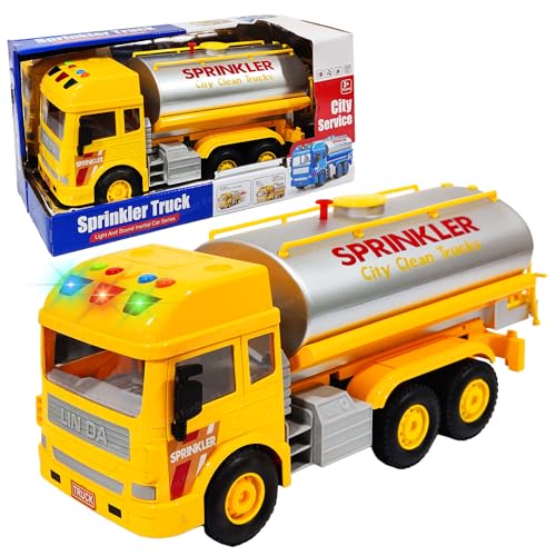 Image of FunBlast City Clean Tanker Truck, Big Size Pull Back Tanker Truck Toy, Friction Power Toy Trucks for 3+ Years Old Boys and Girls, Light & Sound Toys for Kids with 6 Wheels (Yellow)