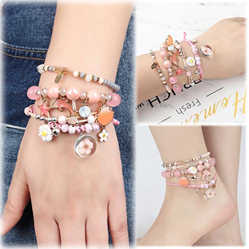 Zyllglow 4 Pcs Kawaii Crystal Pearl Bracelet Set thumb #3