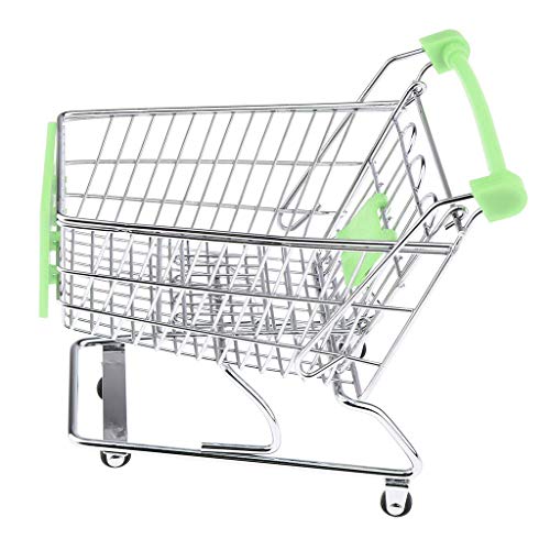 Mini Shopping Cart Miniature Supermarket Handcart Shopping Utility Cart Storage Toy For Kids - Green #TOP3