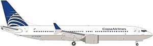 Herpa Miniatura del avión Copa Airlines Boeing 737 MAX 9 - HP-9916CMP, Escala 1/500, Modelo prefabricado, maqueta de colleción, modelismo, Avion sin Soporte, Figura Metal