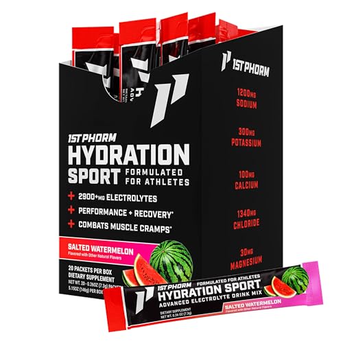 1st Phorm Hydration Sticks, Salted Watermelon Flavor, Electrolyte Powder Drink Mix with Vitamin D...