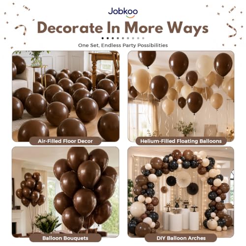 Image of Jobkoo Brown Balloons 12 Inch, Dark Brown Coffee Neutral Latex Balloon