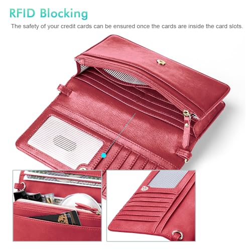 Image of nuoku Women Small Crossbody Bag Cellphone Purse Wallet with RFID Card Slots 2 Straps Wristlet