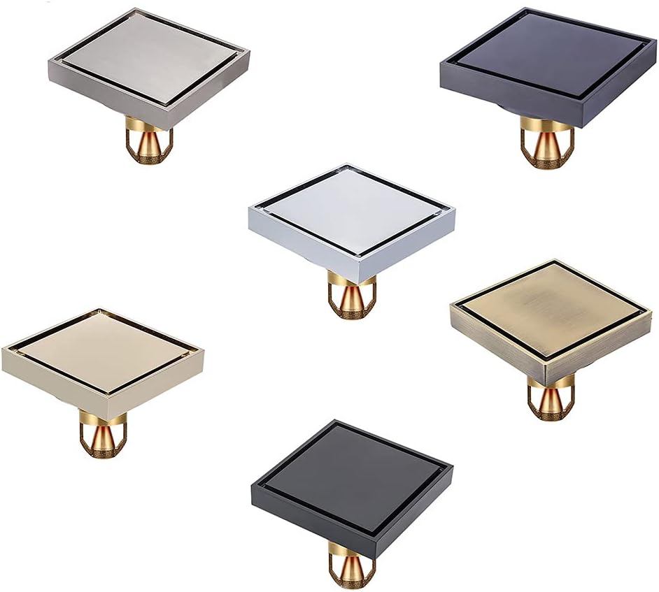 Double-layer Filter Brass Floor Drain Metal Strainer Square Floor Drain Cover for Kitchen Bathroom Garage Balcony
