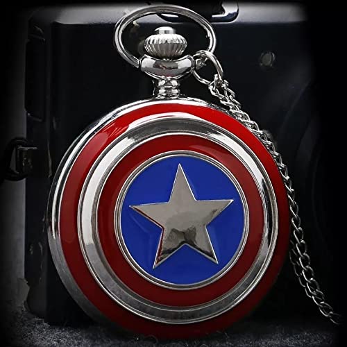 Image of AUGEN Pocket Watch Metal Keychain Captan-America Retro Vintage for Gifting With Key Ring Anti-Rust (Pack Of 1)