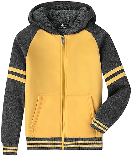 Image of V VALANCH Boys Hoodie Zip Up Fleece Lined Jacket Warm Sherpa Hooded Sweatshirts for Boys Girls 6-15 Years