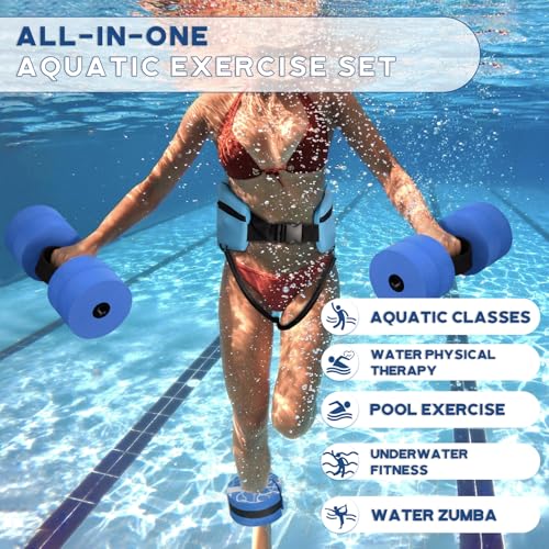 Hikeen 6-Piece Water Aerobics Pool Exercise Equipment, Aqua Aerobics Equipment Set,Includes High Density Water Dumbbell Aqua Belt and Ankle Weights for Aquatic Therapy,Pool Fitness by Hikeen - Image 6