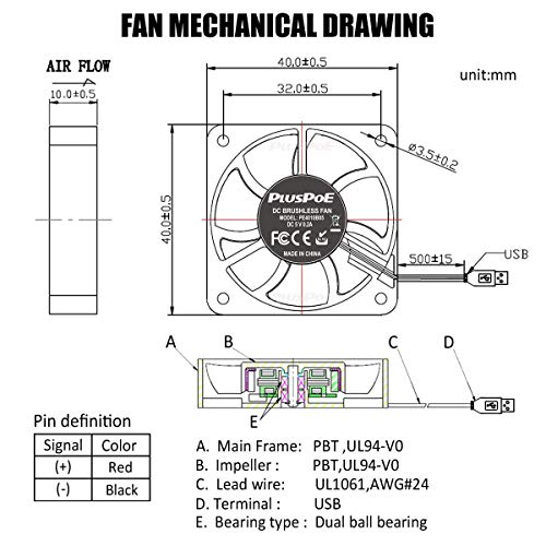 Pluspoe 2-Pack 40Mm X10Mm Dc 5V Usb Brushless Cooling Fan, Dual Ball Bearing, Quiet Operation, 4010 Small Computer Fan #TOP2