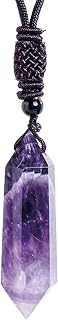 Healing Crystal Pendant Necklace - Amethyst Crystal Necklace, Stone | Female Natural Quartz Stone, Crystal Stone Lace Necklace, Rope Necklace For Men, Handmade Rope Necklace Gift
