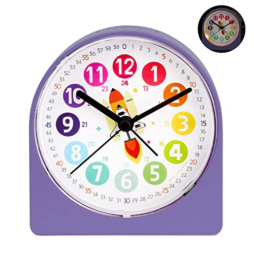 Omiurar Wecker Analog Kinder, Reisewecker Wecker Ohne Ticken von Jungen und Mädchen Wecker mit Nachtlicht Analoge Wecker Lautlos Ziffernblatt Analoger Quarzwecker, Wecker Snooze Schlafzimmer Cover