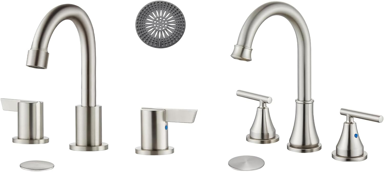 Bathroom Faucets for Sink 3 Hole 8 Inch with Brushed Nickel Widespread Bathroom Faucet