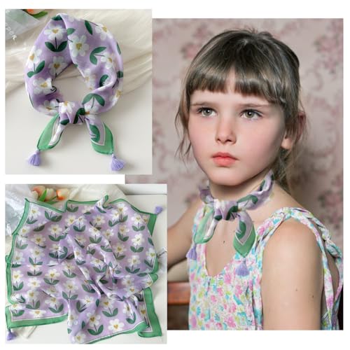 4Pcs Fashion Neck Scarf Hair Scarf Cotton Bandana for Women's Hair Lightweight Scarf Headscarf Small Square Neck Scarves,Random Style,23"x23"4