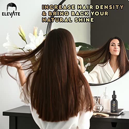 Elevate Hair Growth Oil - Biotin Hair Growth Serum & 5% Minoxidil Treatment For Stronger Thicker Longer Hair – Natural Hair Growth Thickening Treatment - Stop Thinning & Hair Loss For Men & Women 1Oz #TOP7