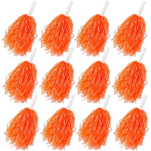 Faxco 12 Pack Pom Poms Cheerleading Pom Poms Bulk Sports Dance Plastic Cheer Pompoms with Plastic Handles for Rooters Cheering Squard Cheering Team Game Dancing Party Kids Adults