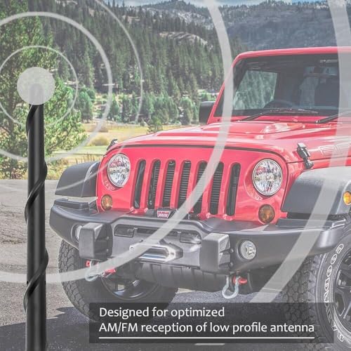 Image of BASIKER Antenna for Jeep Gladiator Willys Mojave 2007-2024 2025 2026, Jeep Gladiator Accessories, 13 Inch Spiral Jeep Gladiator Willys Mojave Antenna Replacement Designed for Car Radio Reception