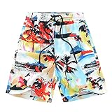 UWBACK Boys Swim Trunks Quick Dry Stretch Kids Swimwear Toddler Beach Board Shorts Coconut Tree Size
