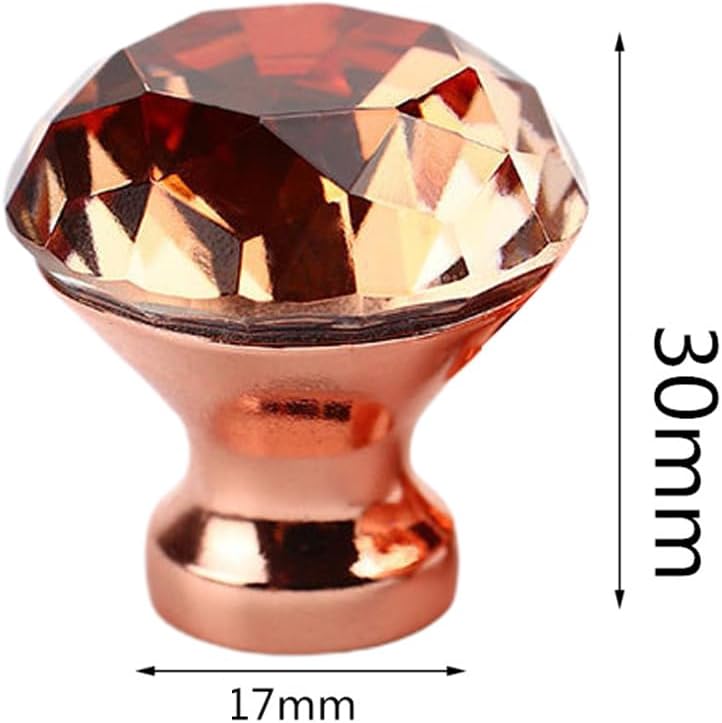 ARTIBETTER 30 Pcs Crystal Knobs Drawer Knobs Pcs Per Pack Convenient to Use Complete Set Screw Rose Golden Color Aluminum Alloy Fashionable Cupboard Pulls Shiny Cabinet Handle Glass