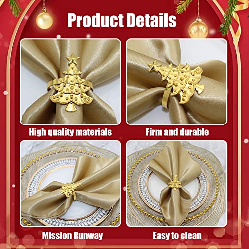 Christmas Tree Napkin Rings, 6PCS Gold Napkin Buckles Set for Xmas Table Decorations - Image 3