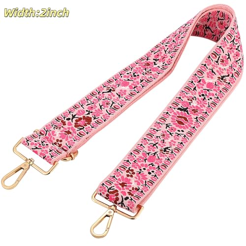 Image of Flower Purse Strap Replacement Embroidery Crossbody Shoulder Strap for Handbag Canvas Purse Extender Accessories