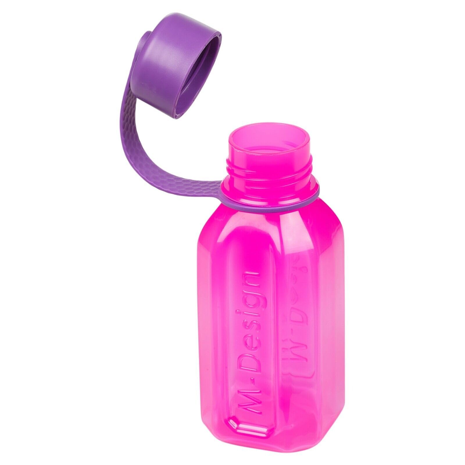URBNLIVING Reusable Water Drinking Sports Bottle Container Flask with Leakproof Lid (Pink with Purple Lid, 500 ml)