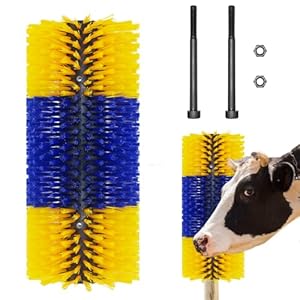 Livestock Scratching Brush, 17.5 x 7.8 Inch Horse Brushes for Grooming, Relieve Itching on the Back of Livestock, Goat Scratching Post for Horse, Elk, Cattle, Pig, Sheep（Yellow with 2 Screws）