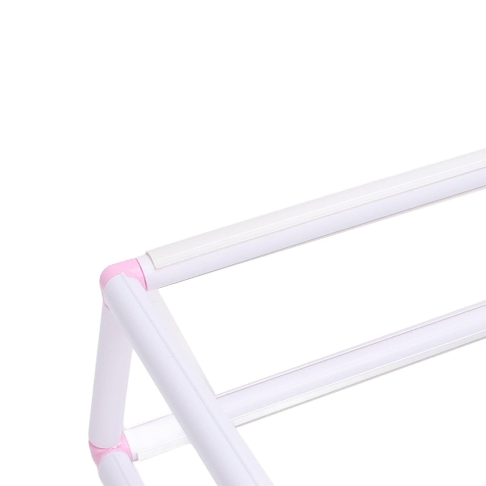 Uchwyt na ramkę do haftowania Dwuwarstwowy klips na tamborku do haftu krzyżykowego Plastikowy podręczny stojak na ramki (Pink)