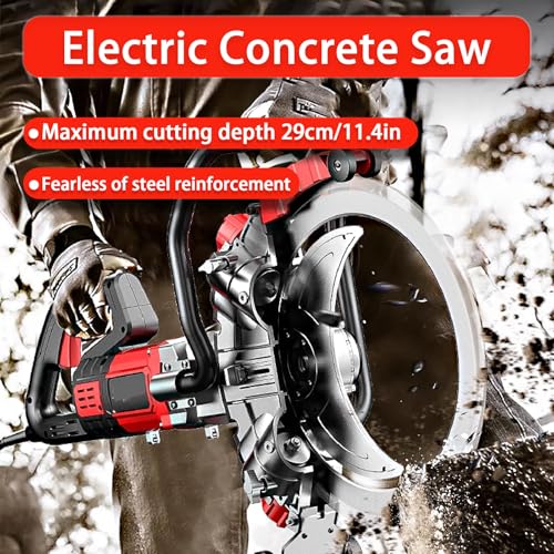 Sierra cortadora eléctrica de hormigón con hoja de diamante, capacidad de corte profundo para granito y piedra, incluye cuchillas adicionales y guantes protectores
