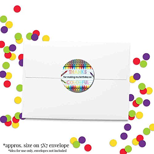 Crayon Thank You Birthday Party Sticker Labels, 40 2" Party Circle Stickers By Amandacreation, Great For Party Favors, Envelope Seals & Goodie Bags #TOP3
