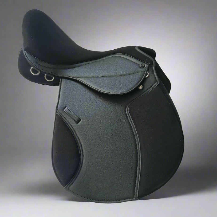Synthetic Self Adjusting GP Horse pony Saddle Suede Seat Black Colour Size 14