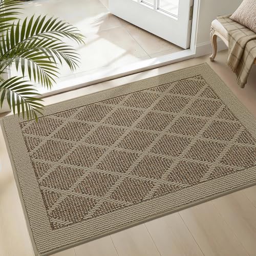 Cosy Homeer COSY HOMEER Non-Slip Door Mat 24"x36",Entryway Rugs Low Profile,Beige