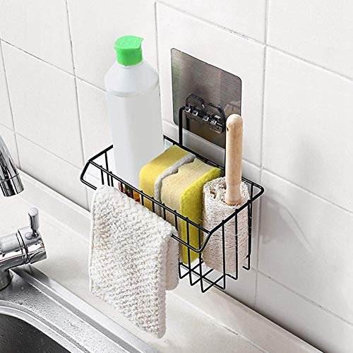 Image of BHARANI MART- Self-Adhesive Bathroom Corner Shelf || Soap Holder || Shower Shelf || Kitchen Rack & Holder || Sink Holder (GI Metal, Powder Coated Finish) (2 Pcs, Sink Holder)