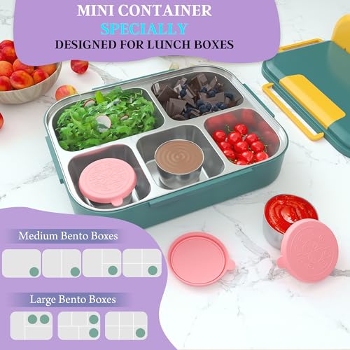 Image of Qukaka Salad Dressing Container to Go,Handy Leakproof Stainless Steel Meal Prep Containers Reusable,Sauce Containers for Lunch Box, Picnics, Travel, Office and Kitchen Storage (Pink, 2.7oz)