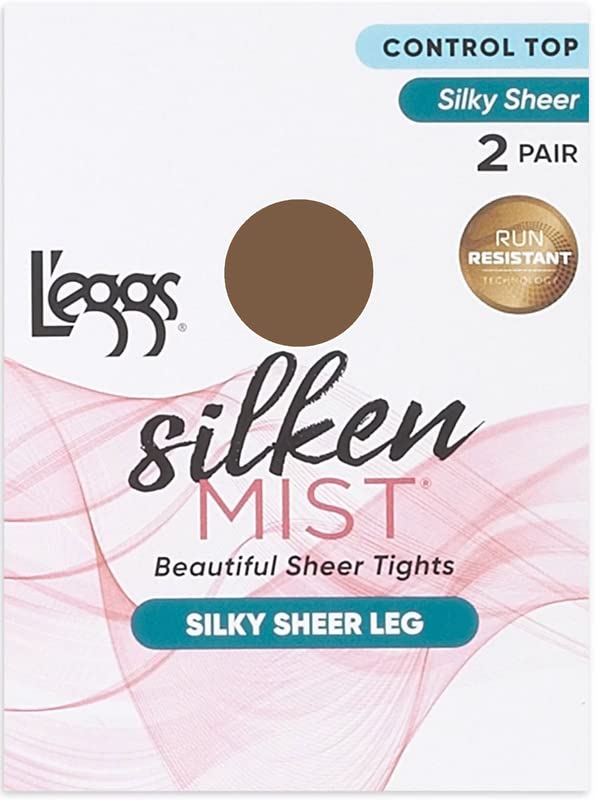 Image of L'eggs Women's Silken Mist Run Resist, Control Top, Sheer Toe, Silky Sheer Tights