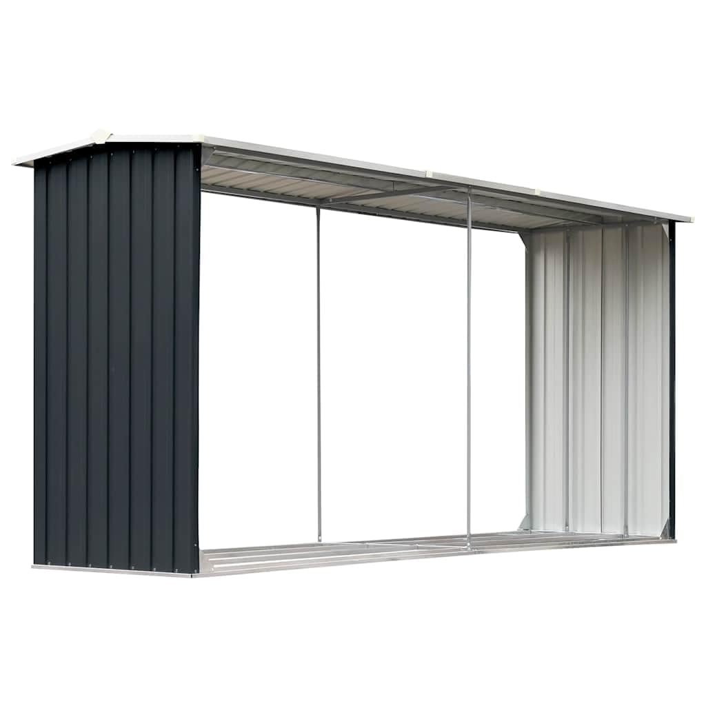 vidaXL Casetilla Leña Acero Galvanizado Soporte Madera Almacenaje Terraza Patio Estructuras Organizadores Duradera Resistente Antracita 30x92x153cm