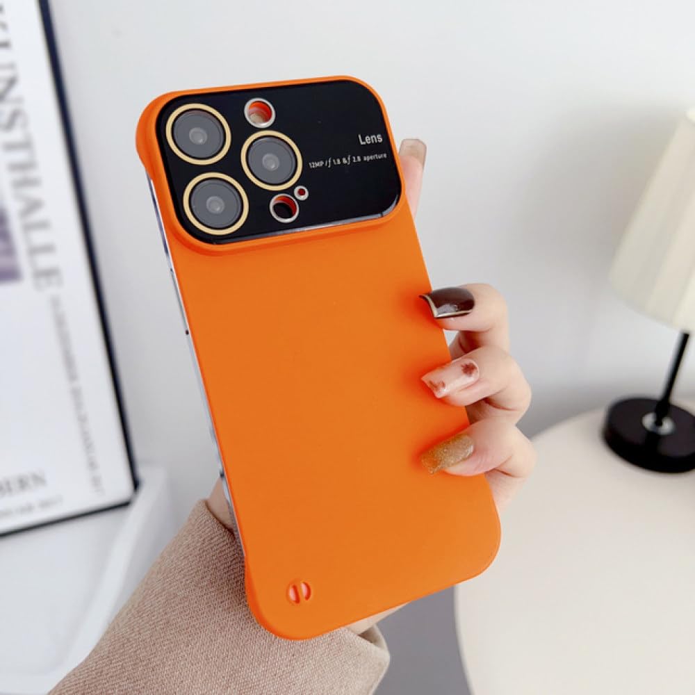Coque iPhone 13 Pro mince protection objectif fenêtre rigide mate orange LVTFCO - 6