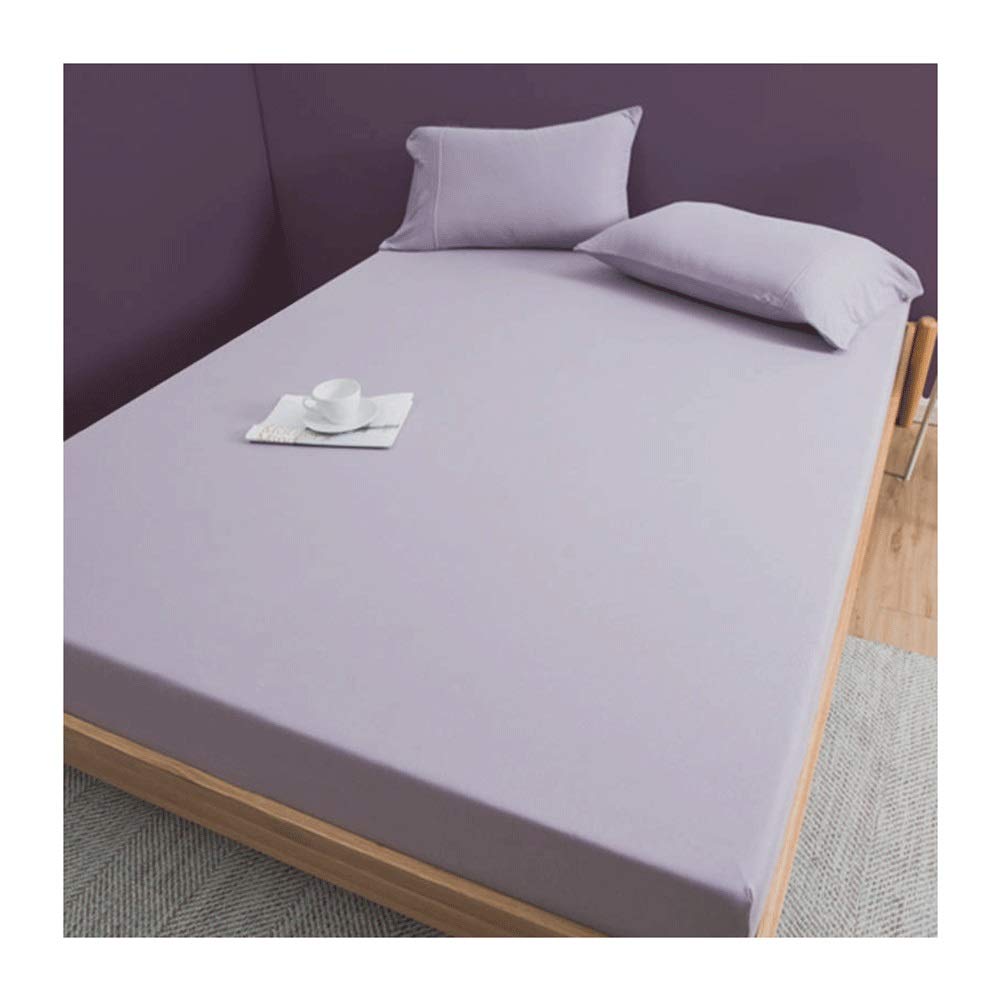 PAHION Jersey Double Fitted Sheets 100% Cotton Soft Feel Jersey Bottom Sheets stretch Non Iron Wrinkle Resistance bedsheet with fit up to 30cm Deep Pocket (Color : Purple, Size : 180cmx200+30 cm)