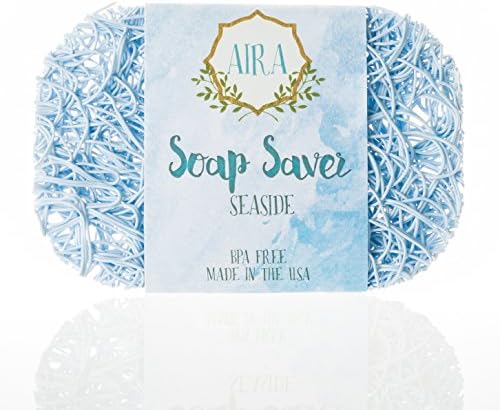 Aira Soap Saver - Soap Dish & Soap Holder Accessory - BPA Free Shower & Bath Soap Holder - USA Made - Drains Water, Circulates Air, Extends Soap Life - Easy to Clean, Fits All Soap Dish Sets - Seaside