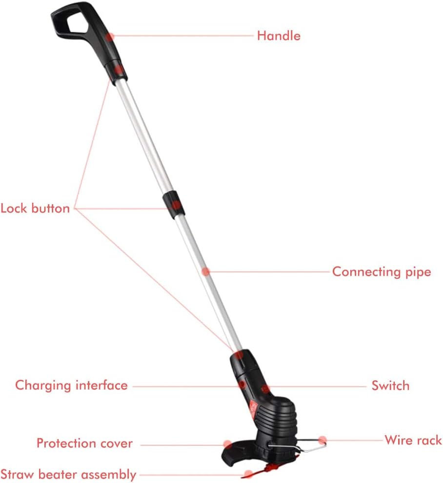 Newooh Garden Tool,Cordless String Trimmer Cordless Rechargeable Grass Trimmer String Grass Trimmer for Garden Lawn Weeding