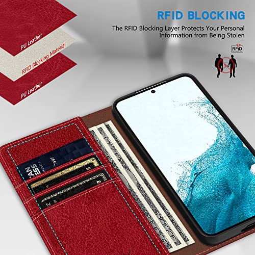 Image of ZZXX for Galaxy S23 Plus Wallet Case Strong Magnetic 6.6 inch,Red