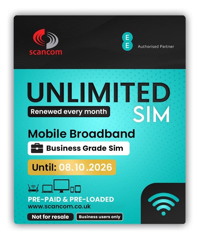 EE Unlimited Data SIM – Uncapped 5G Speeds – Preloaded EVERY MONTH Until 8th OCTOBER 2026 – No Contract – Plug & Play for Business Broadband, Routers & Phones
