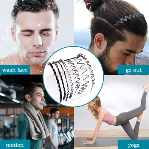 Image of Thin Hair Bands for Men and Women, 8-Piece Hair Accessories Set for Kids Girls and Boys, Headband for Gym and Daily Wear, Black Metal Hair Clip for Stylish Men Fashion